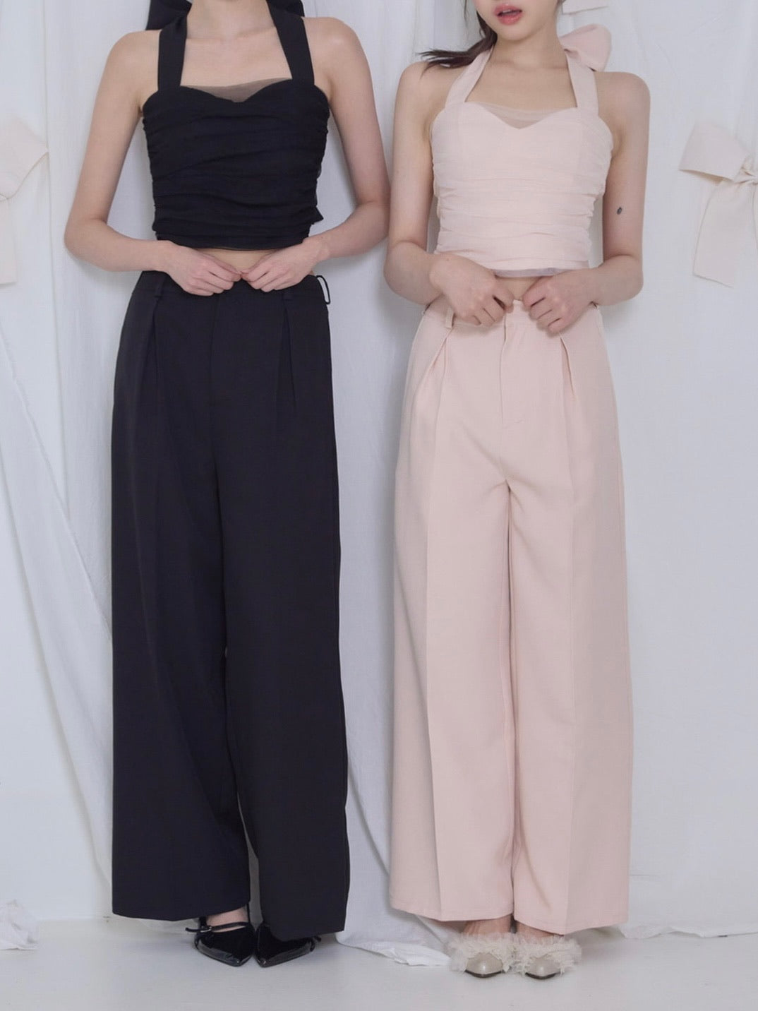 lace tag slacks wide pants