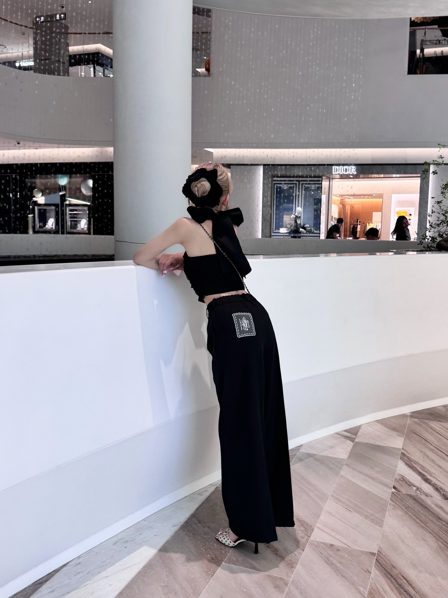 lace tag slacks wide pants