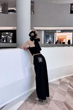 lace tag slacks wide pants
