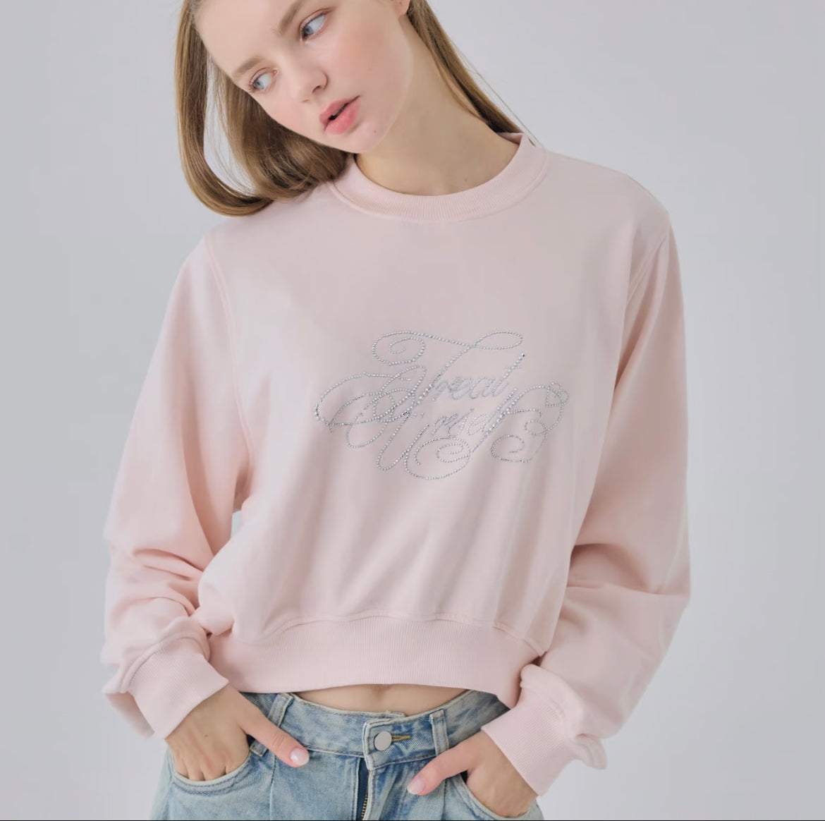 Treat Ürself logo rhinestone sweat