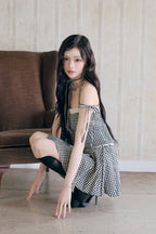 gingham check girly pleats skirt