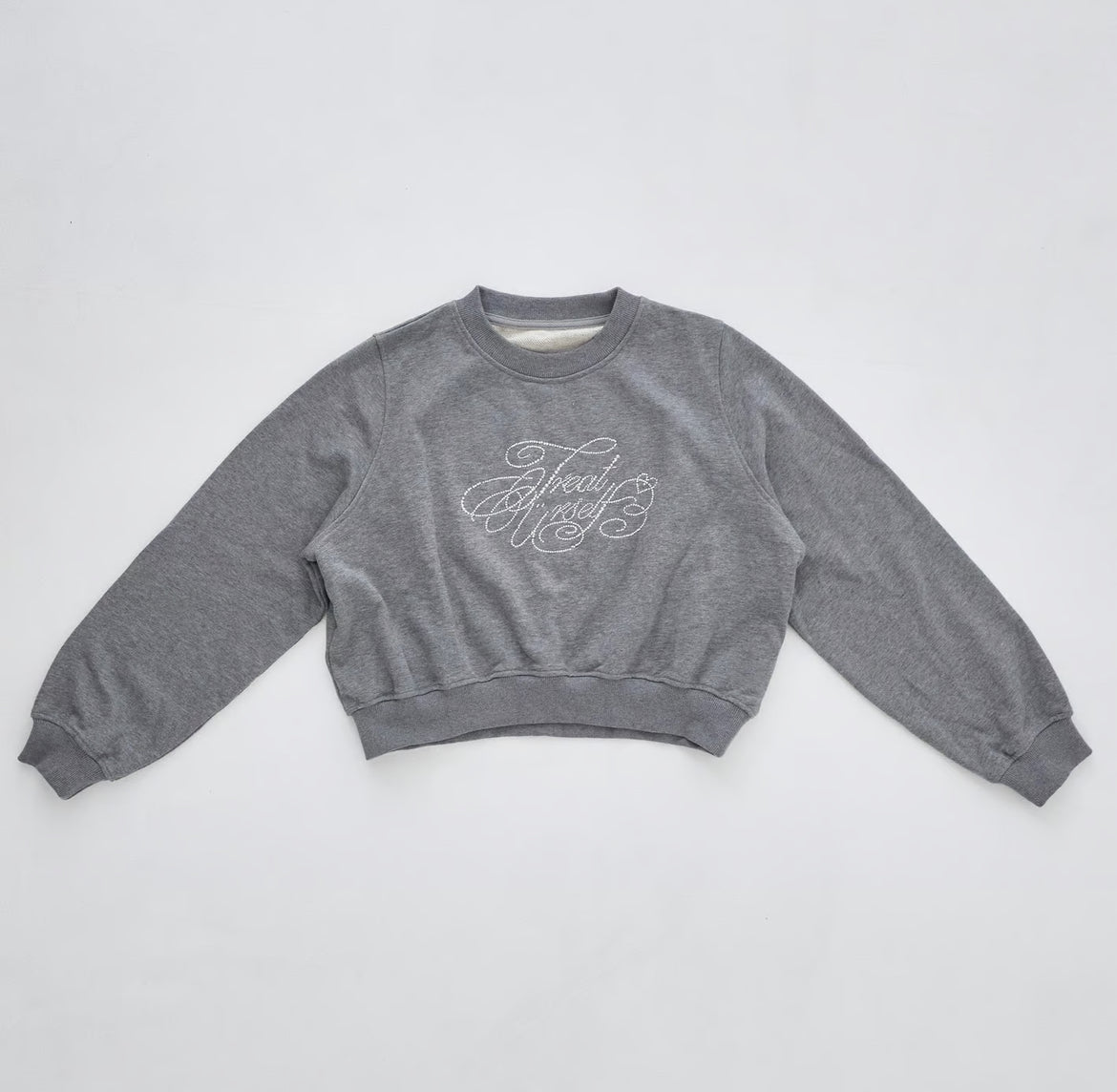 Treat Ürself logo rhinestone sweat