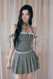 gingham check girly ribbon bustier