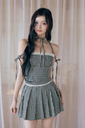 gingham check girly ribbon bustier