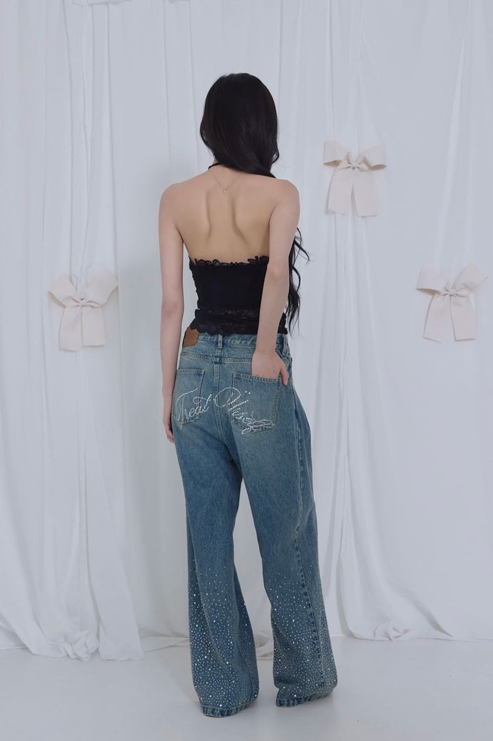 Treat Ürself Crystal bijou denim