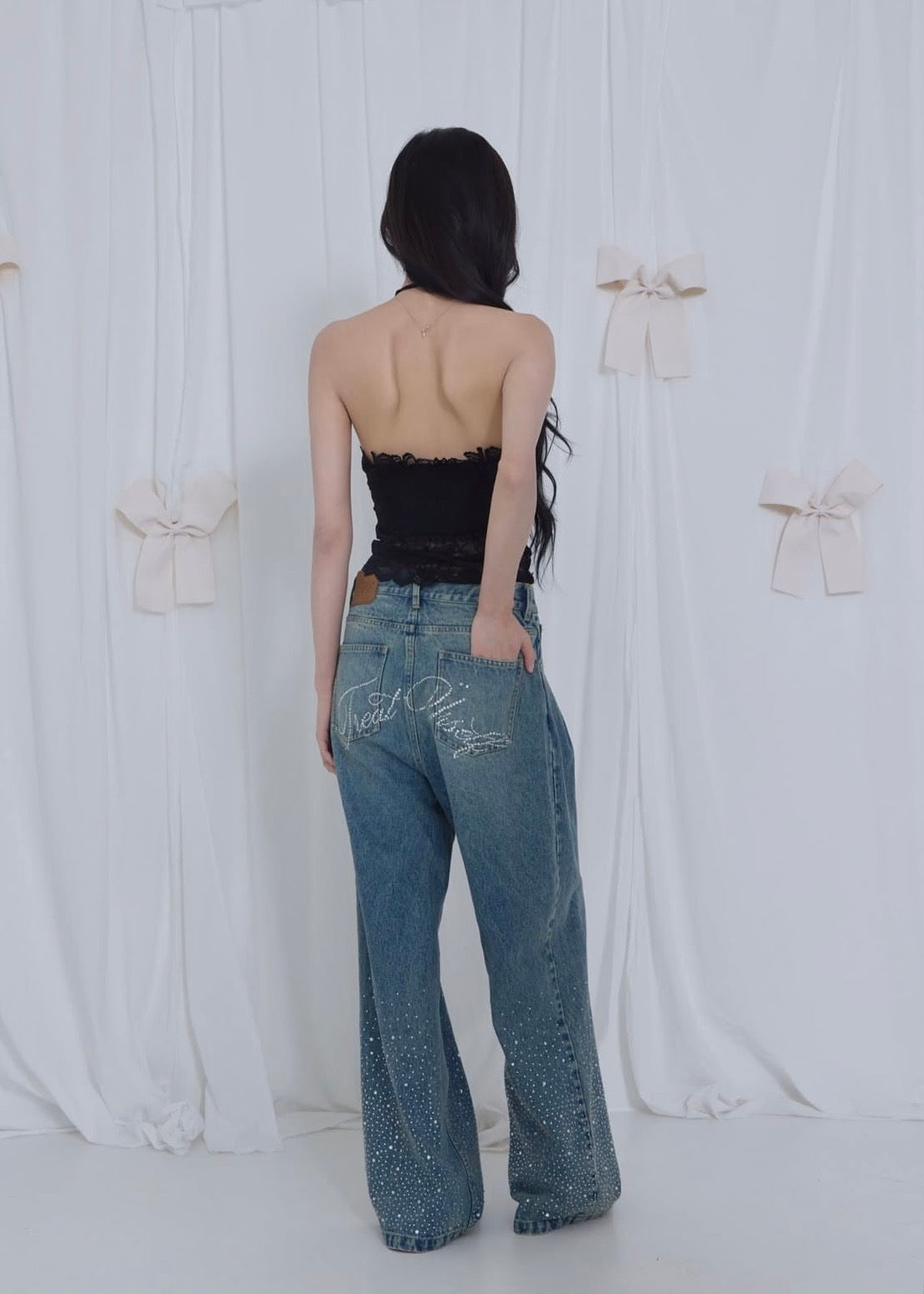 Treat Ürself Crystal bijou denim