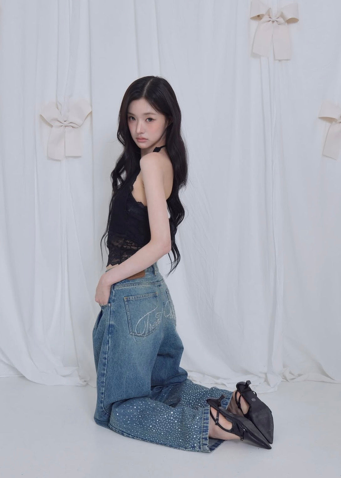 Treat Ürself Crystal bijou denim