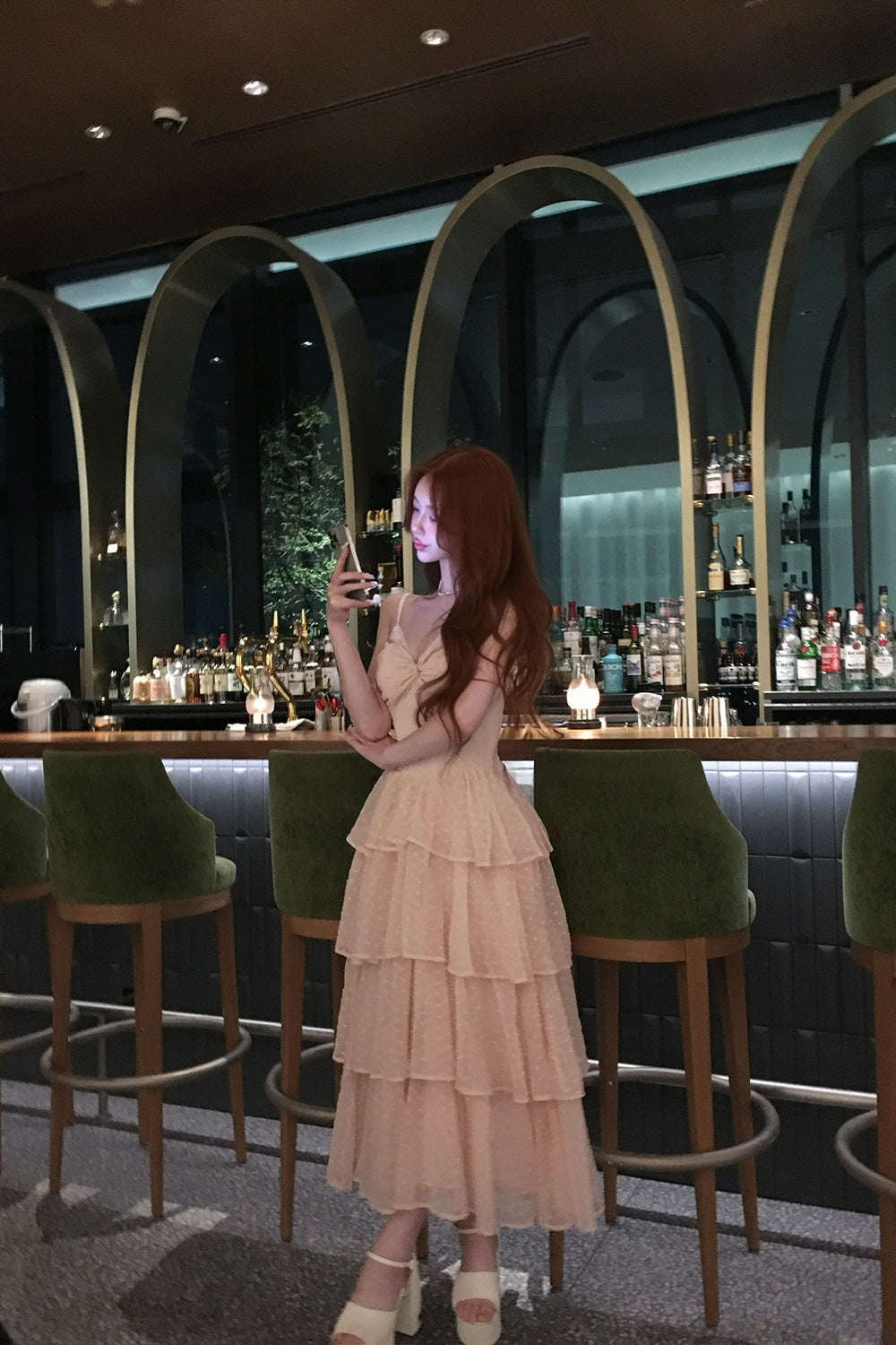 frill tiered cami long dress