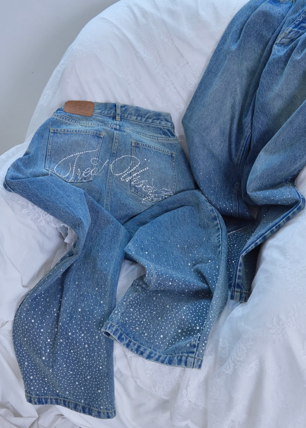 Treat Ürself Crystal bijou denim