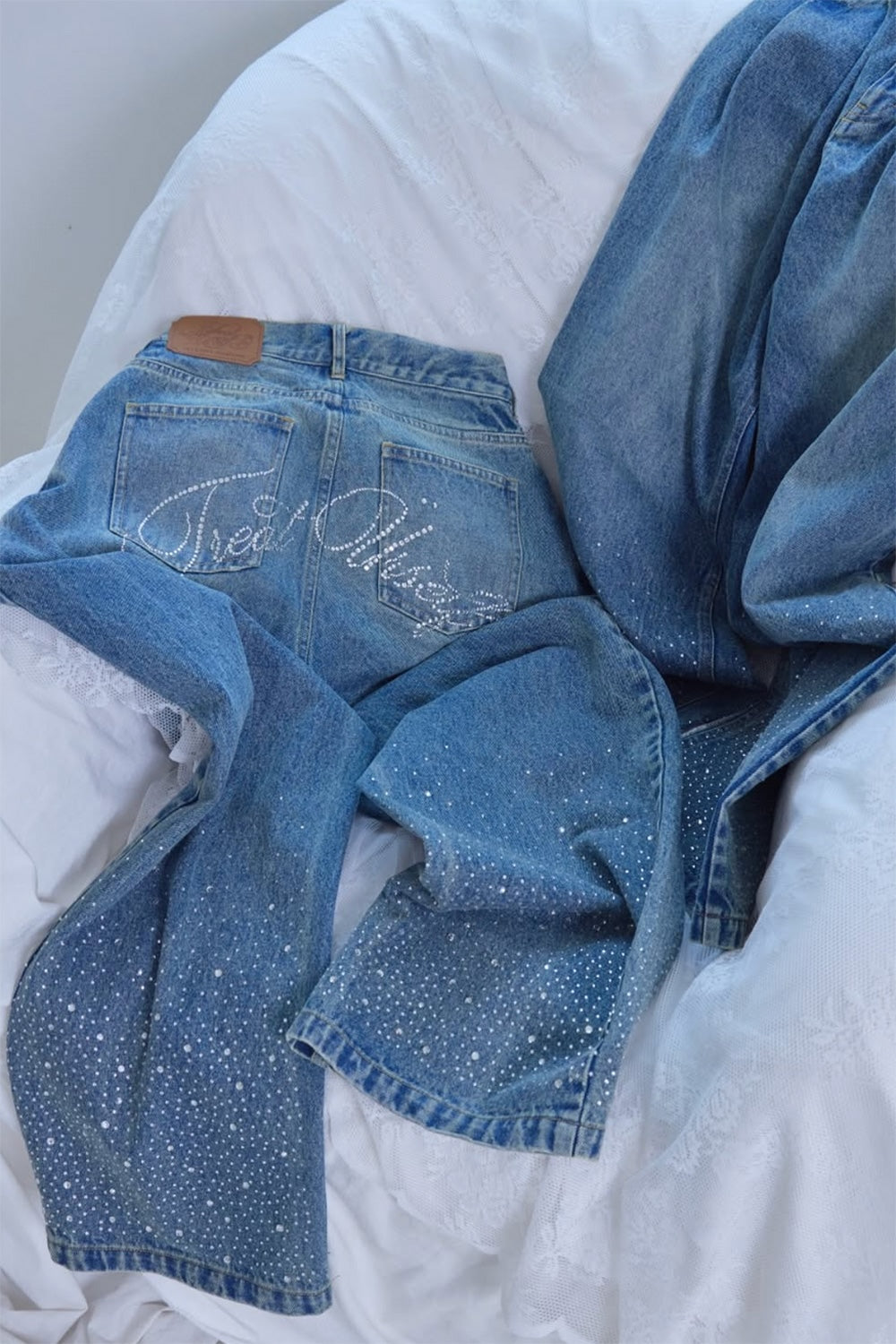 Treat Ürself Crystal bijou denim
