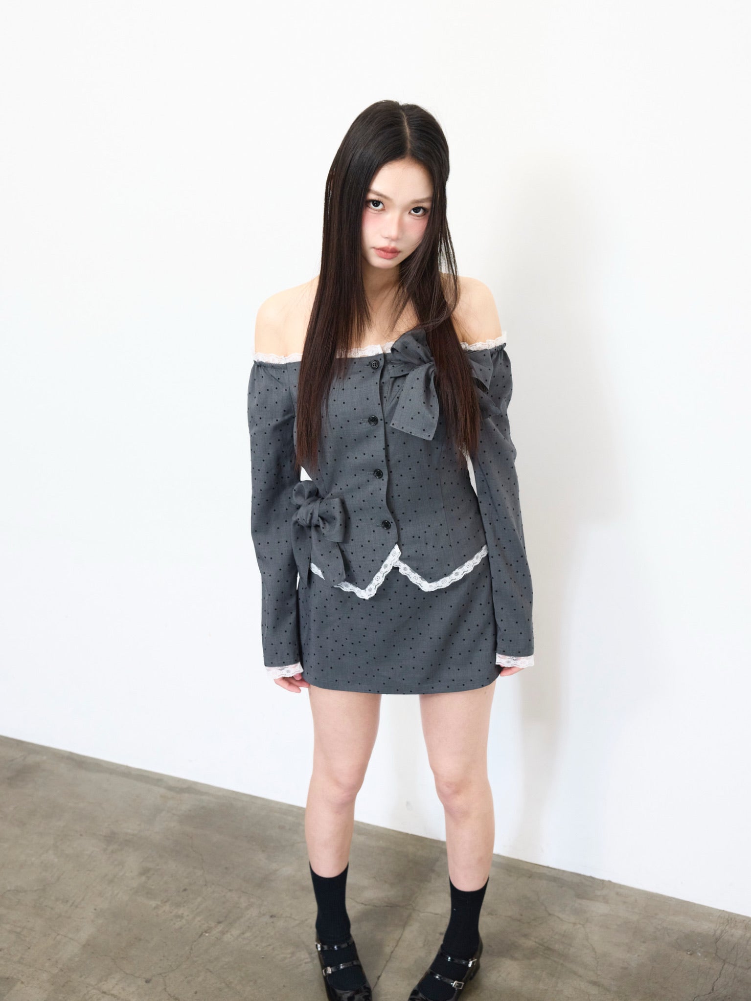 Juliet ribbon dot mini skirt