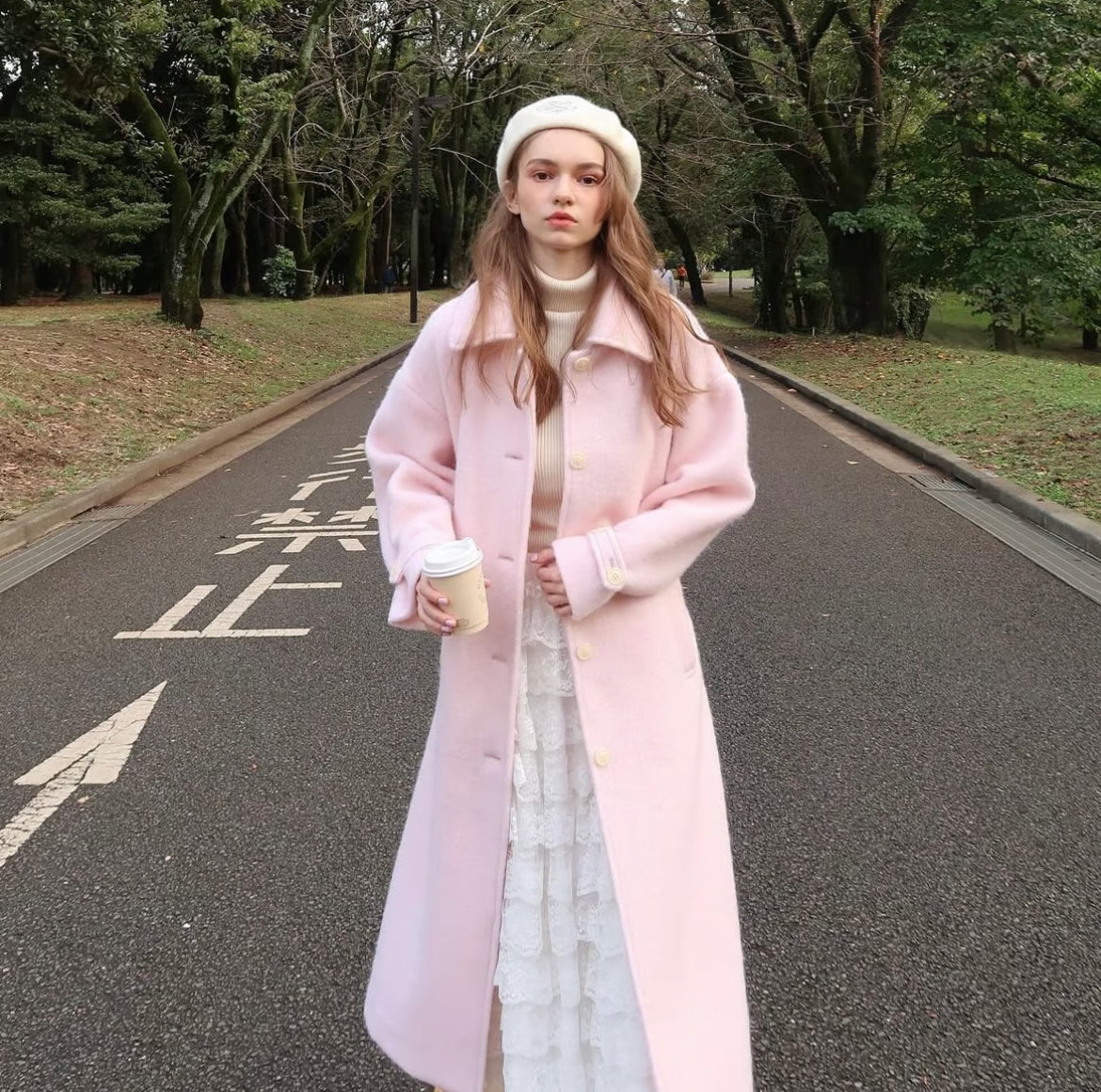 British classical long coat(pink)