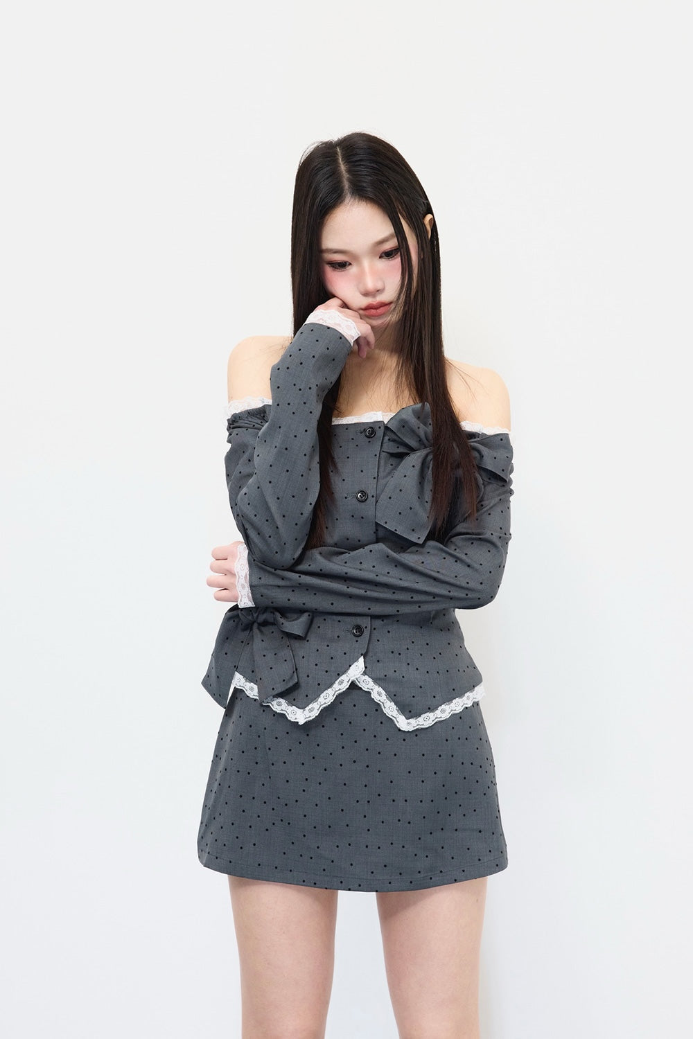 Juliet ribbon dot mini skirt