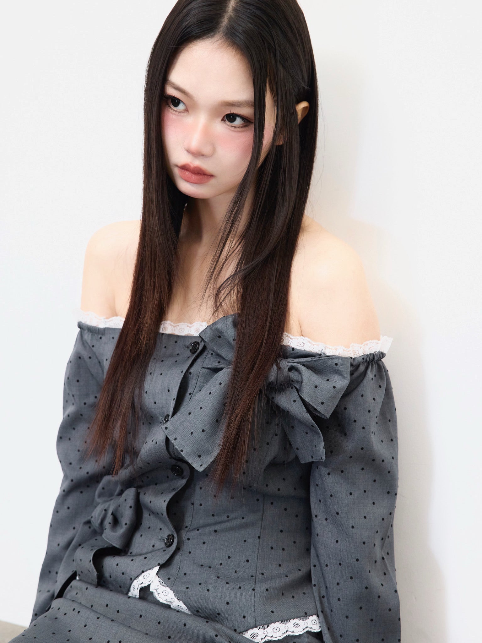 Juliet ribbon dot tops