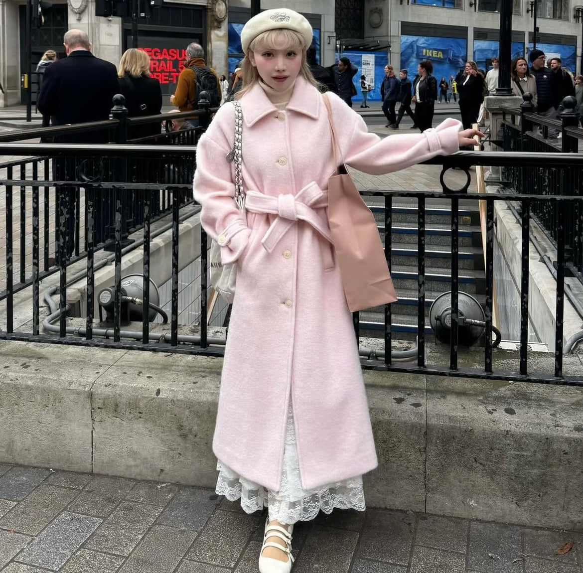 British classical long coat(pink)