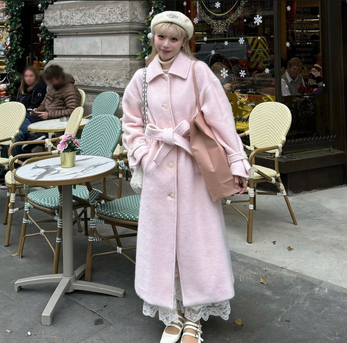 British classical long coat(pink)