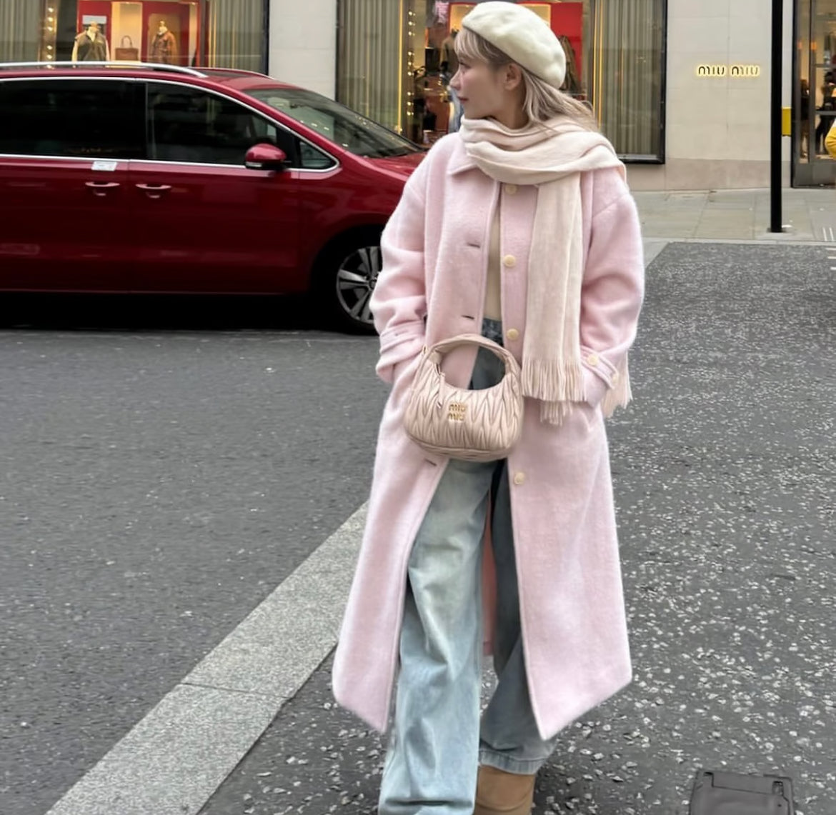 British classical long coat(pink)