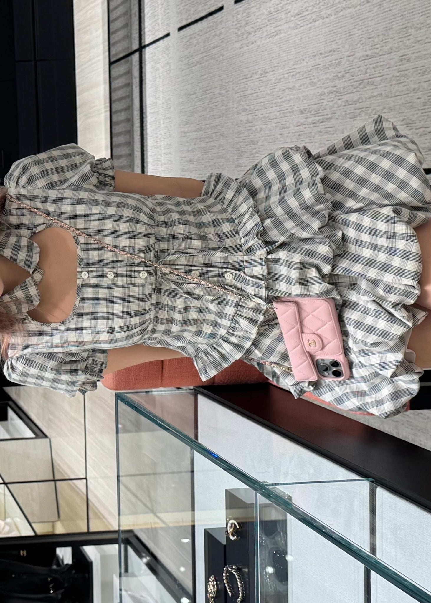 Gingham Ruffle corset blouse