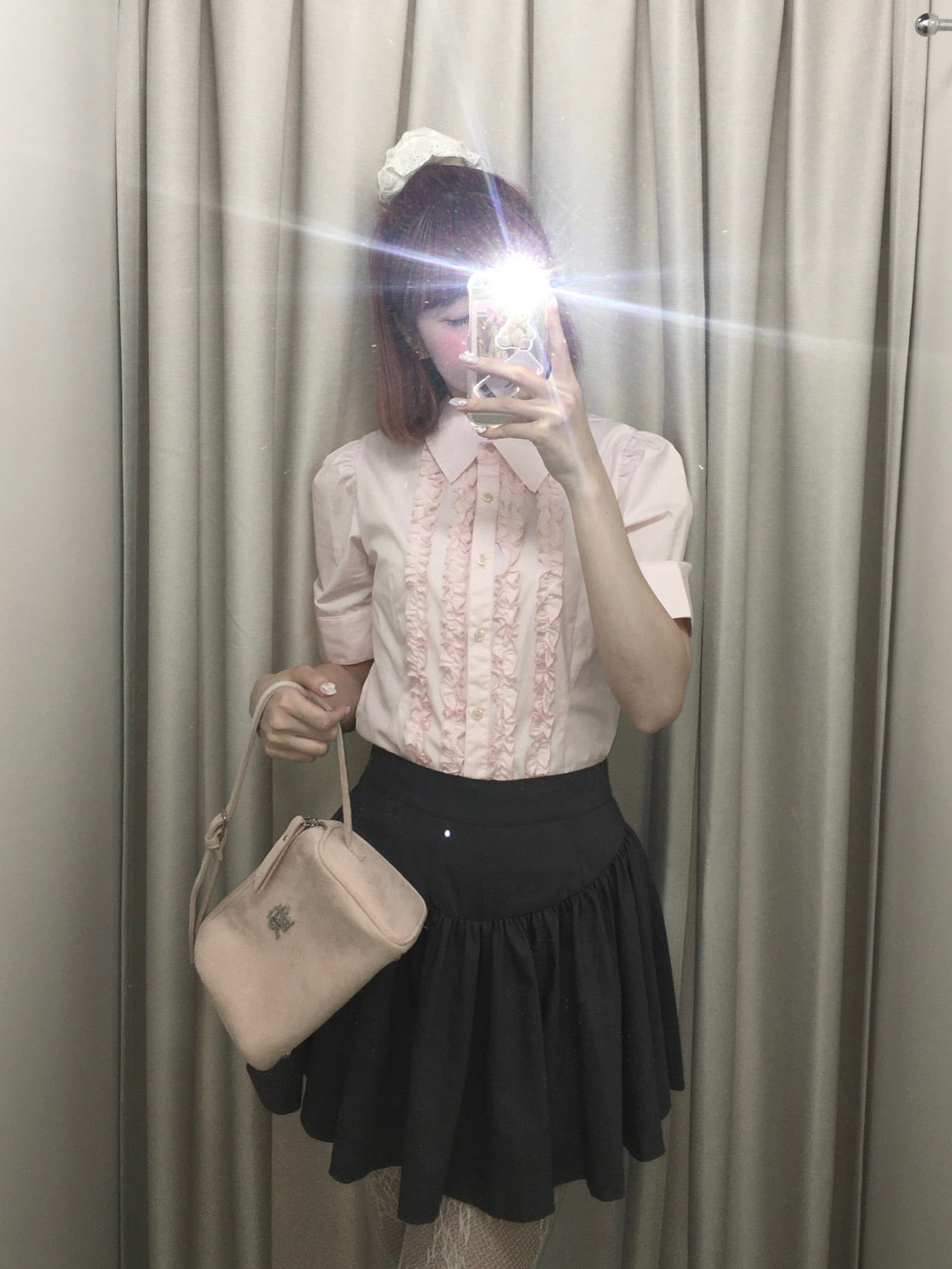 Gather flare mini skirt