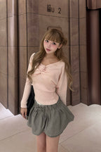 rose motif lame knit ensemble