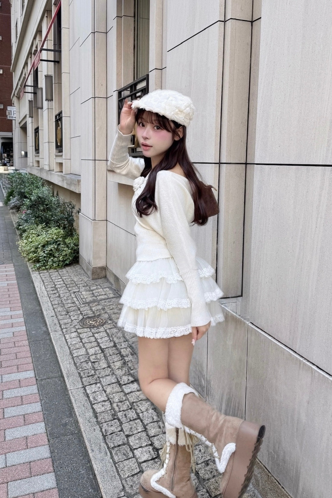 Treat Ürself Rose 【ブルー】 rose motif lame knit ensemble – Treat Ürself