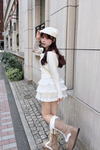 rose motif lame knit ensemble