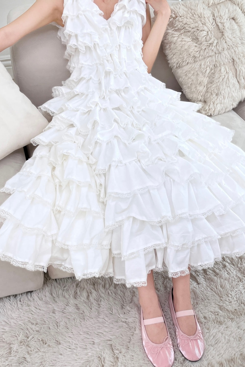 angel wing long dress(white)