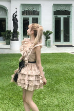Frill chiffon mini dress