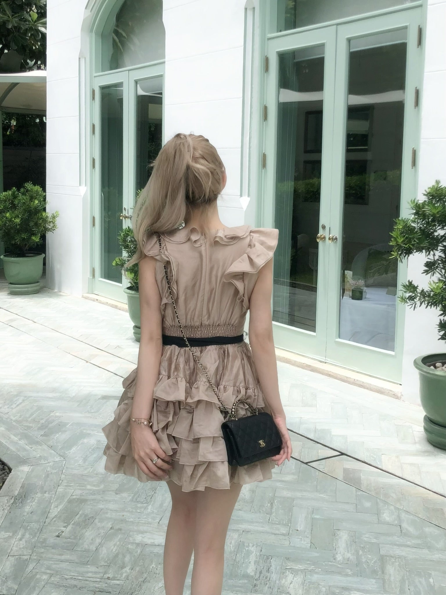 Frill chiffon mini dress