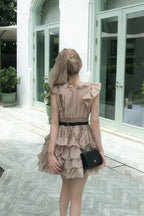 Frill chiffon mini dress