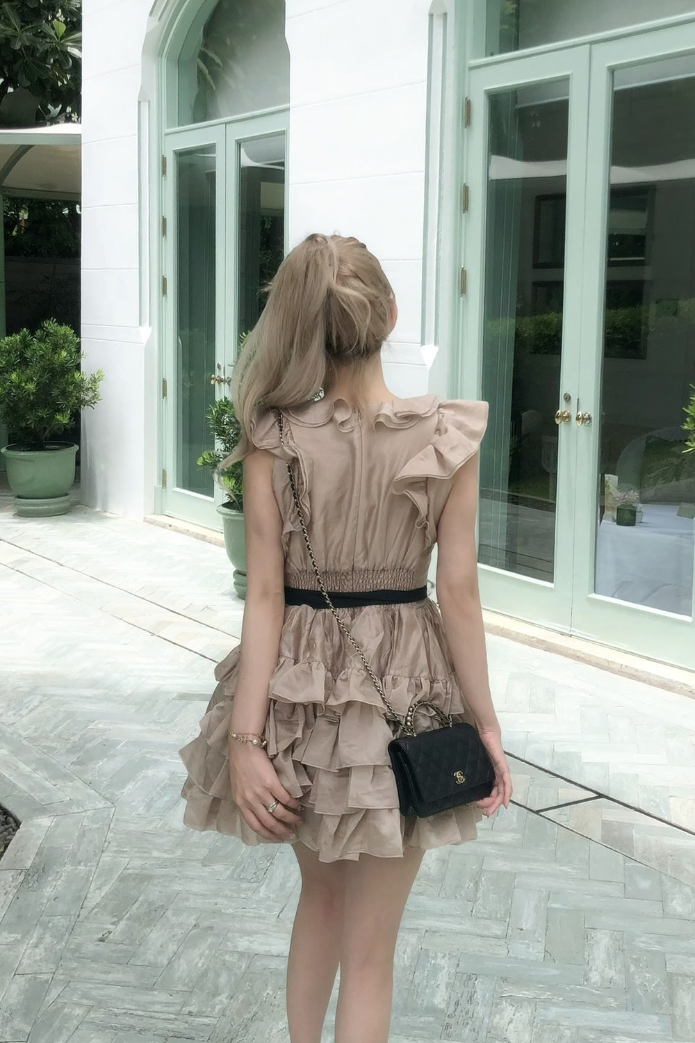 Frill chiffon mini dress