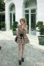 Frill chiffon mini dress
