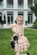 Frill chiffon mini dress