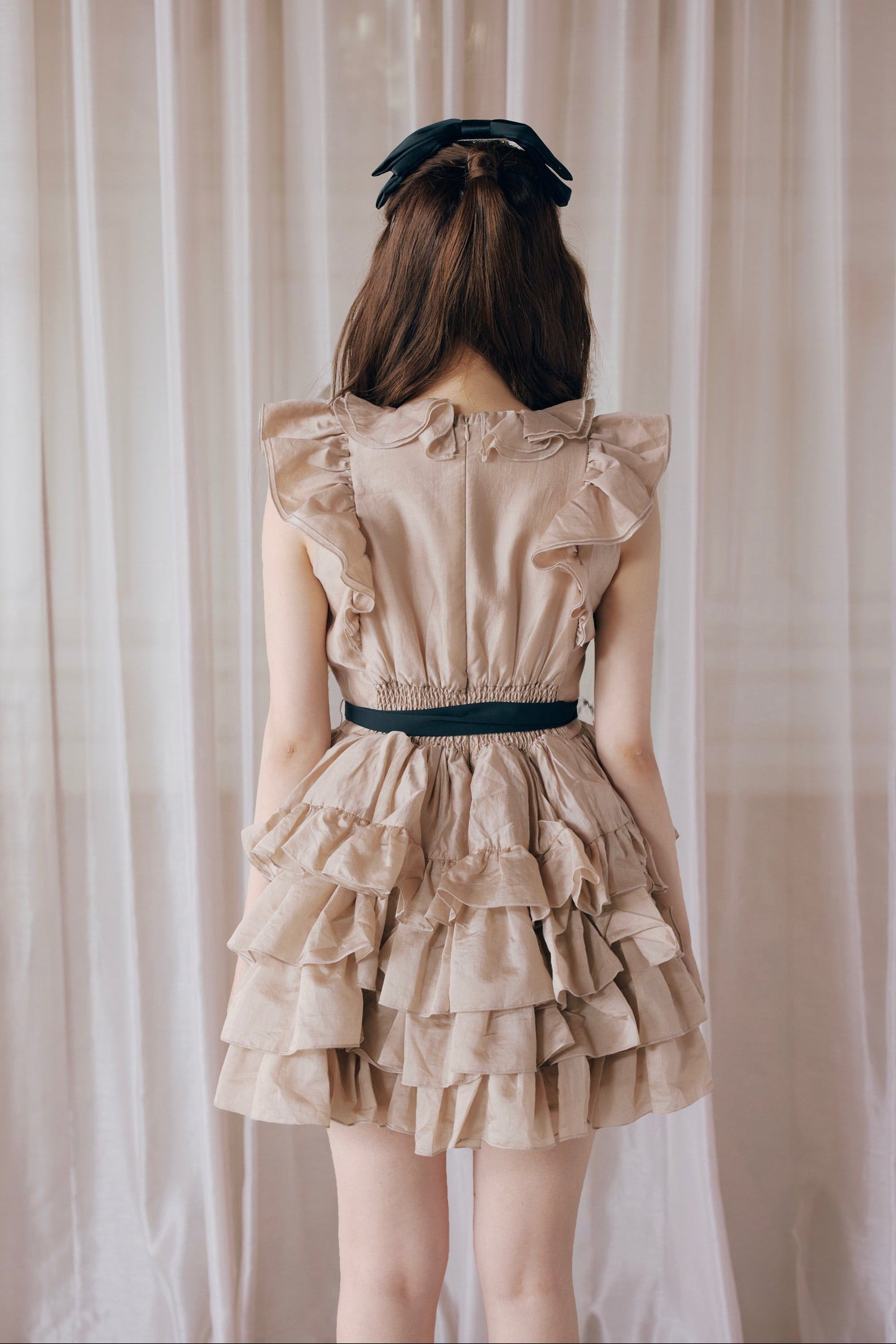 Frill chiffon mini dress