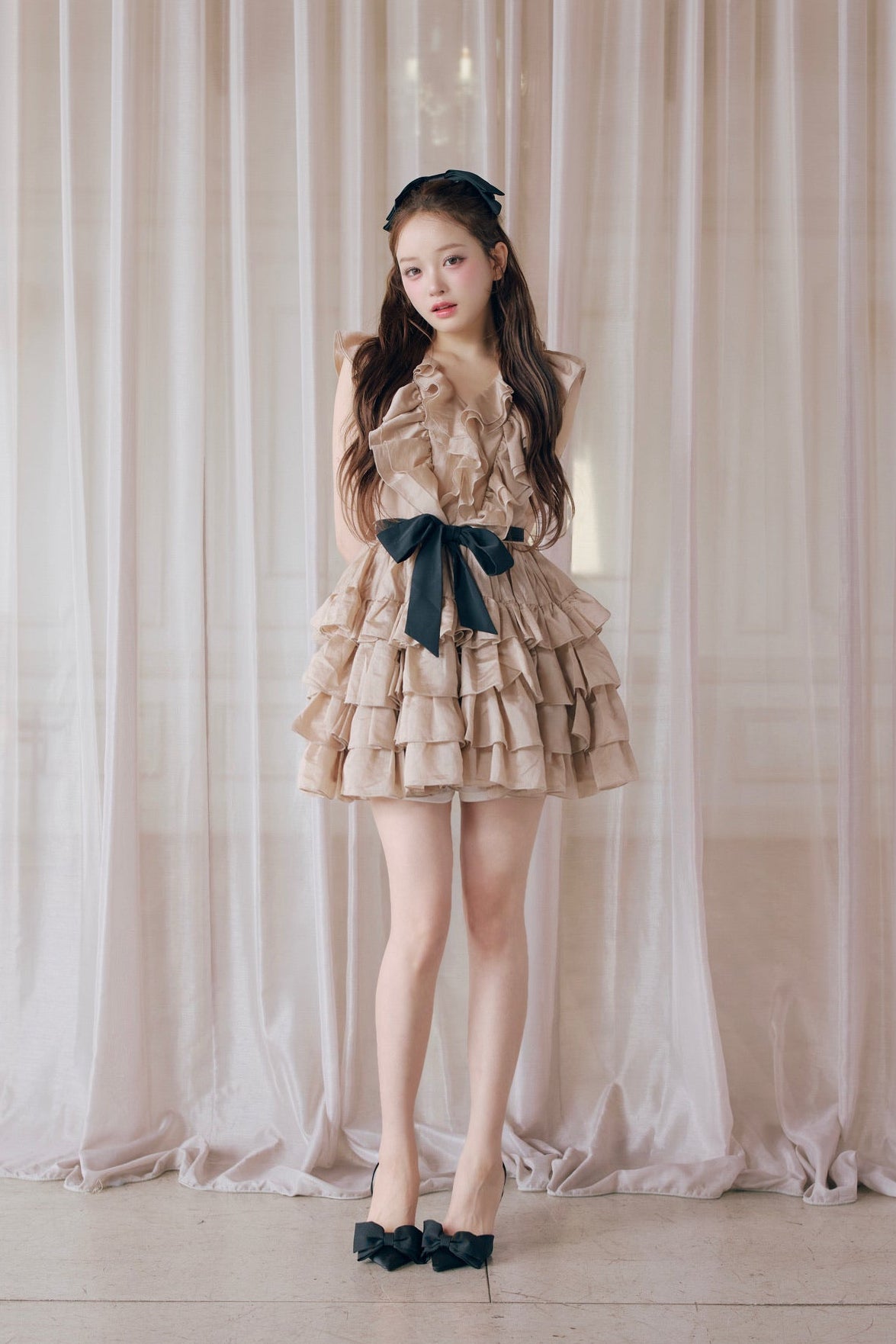 Frill chiffon mini dress