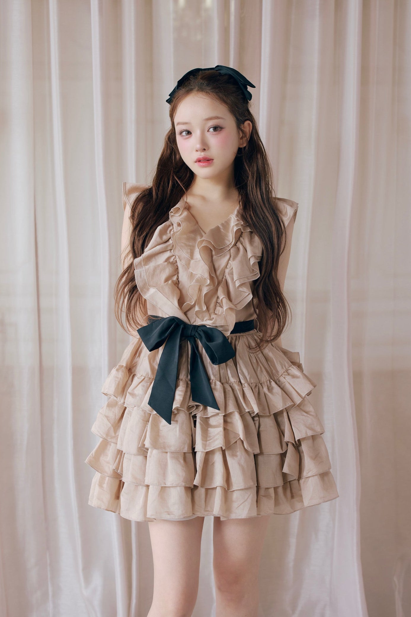Frill chiffon mini dress