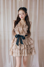 Frill chiffon mini dress
