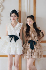 Frill chiffon mini dress