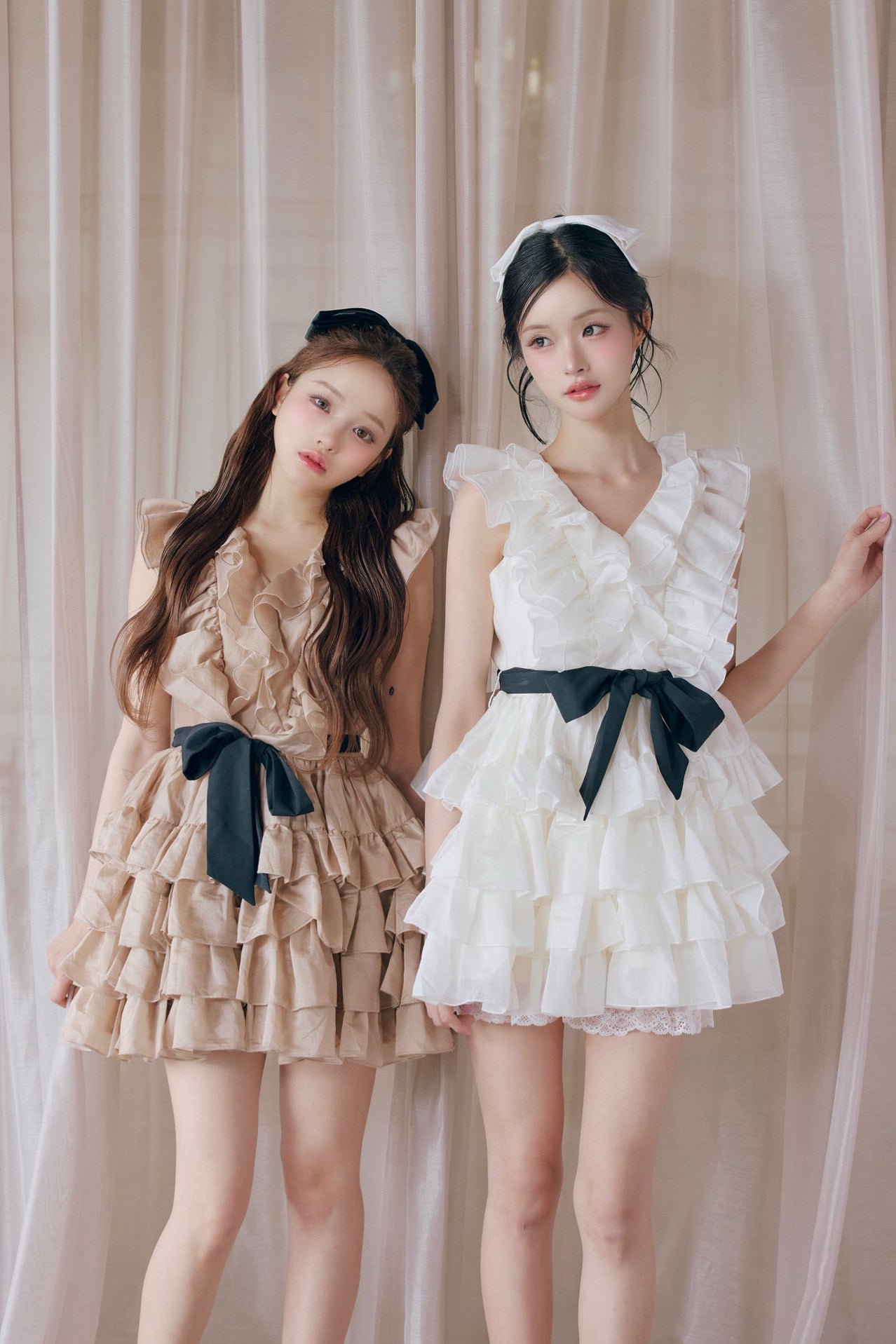 Frill chiffon mini dress