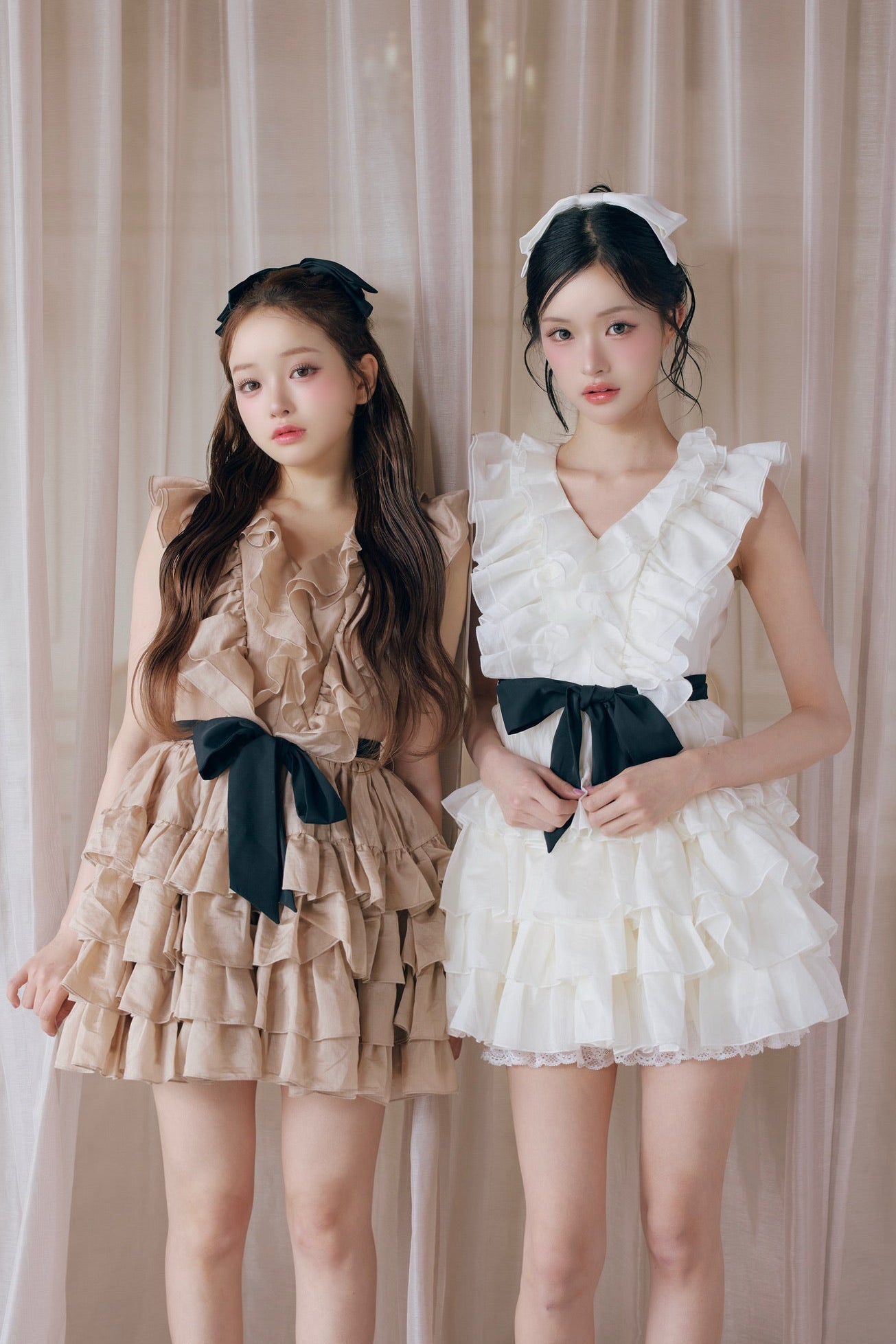 Frill chiffon mini dress