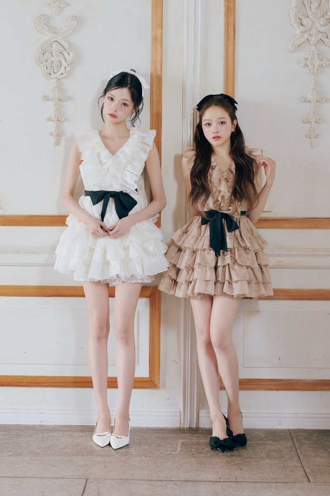 Frill chiffon mini dress