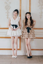 Frill chiffon mini dress
