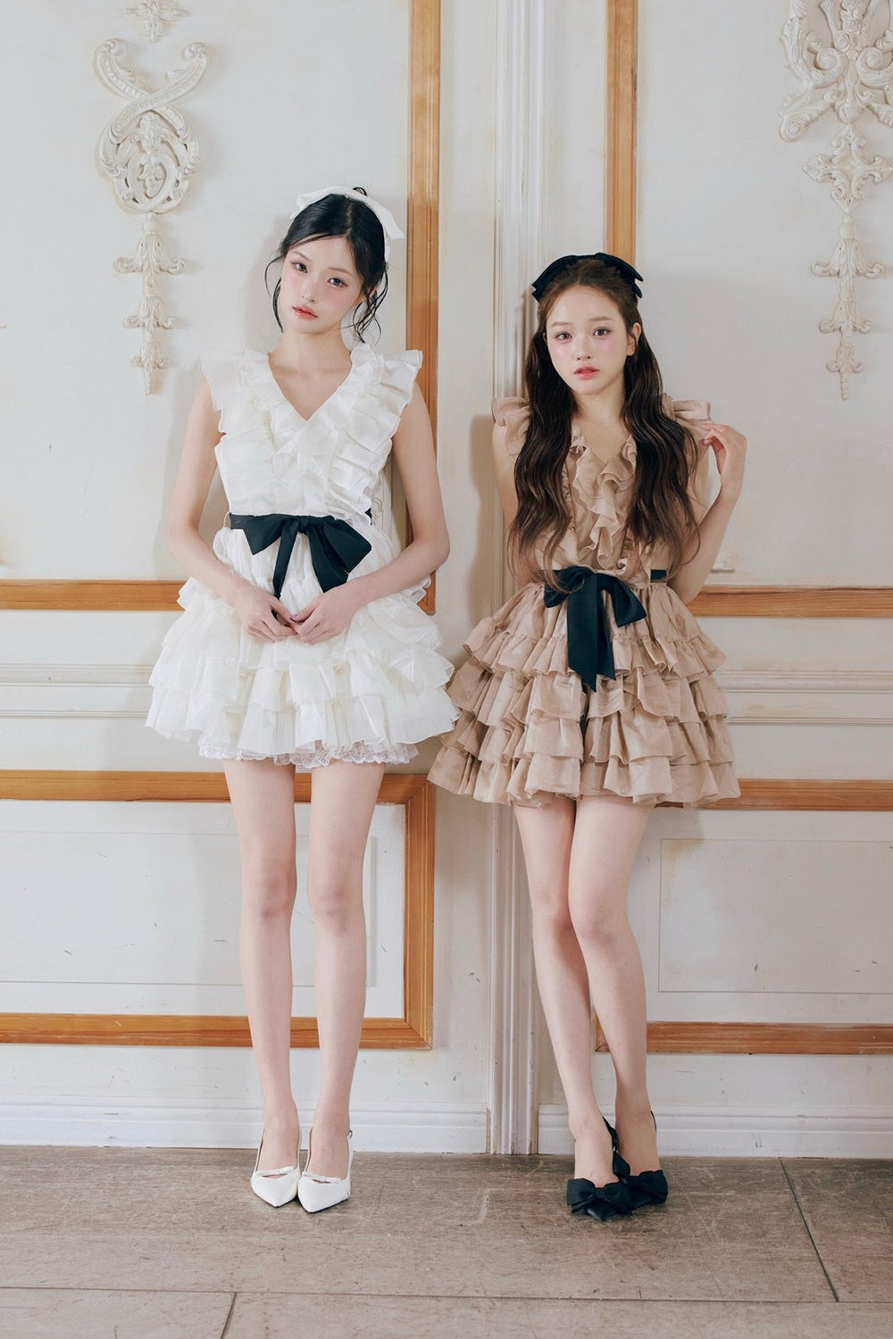 Frill chiffon mini dress