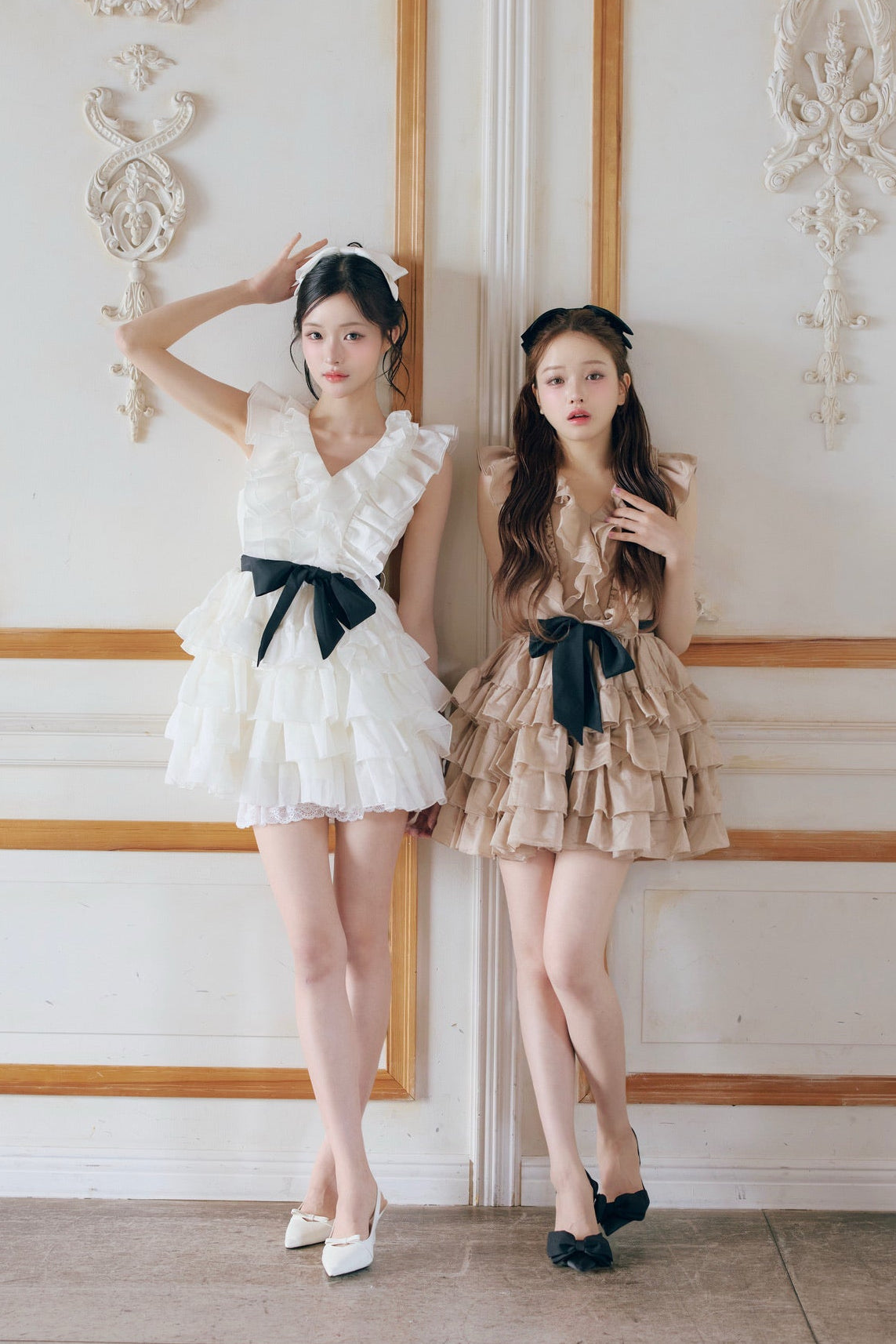 Frill chiffon mini dress