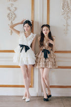 Frill chiffon mini dress