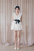 Frill chiffon mini dress