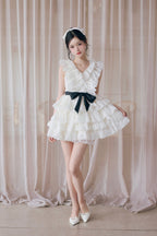 Frill chiffon mini dress