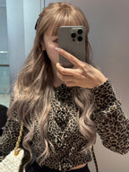 Leopard Rose flower motif knit cardigan