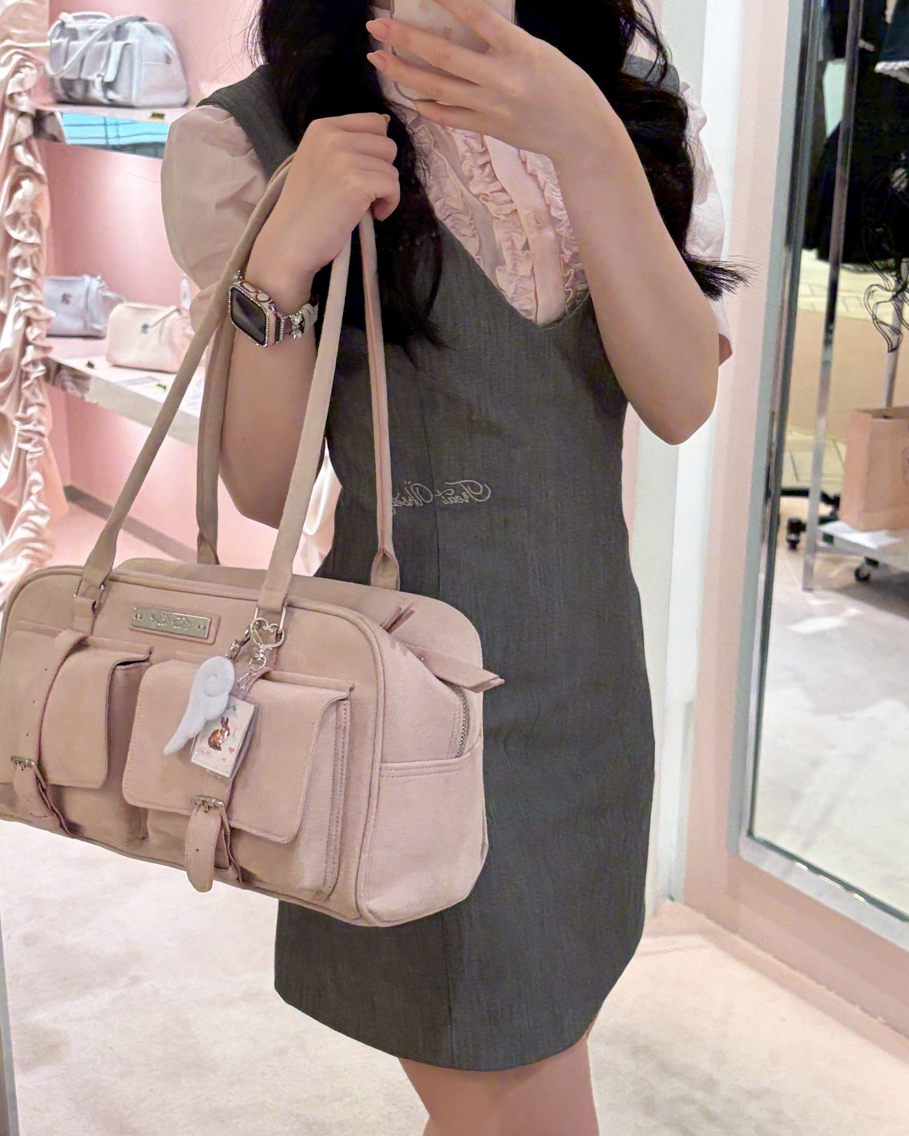 Treat Ürself suède boston bag