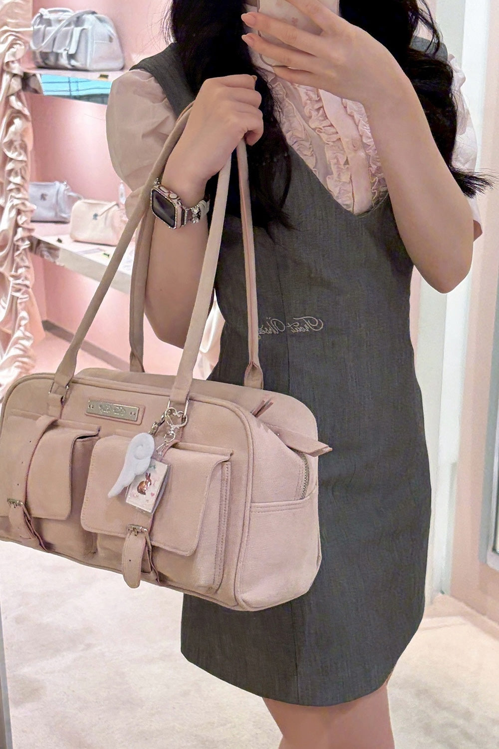 Treat Ürself suède boston bag Treat Ürself suède boston bag